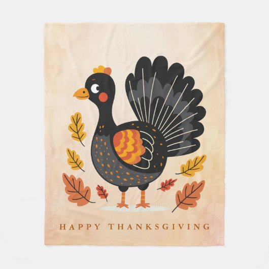 Schattigee Turkije Happy Thanksgiving Fleece Deken (Voorkant)