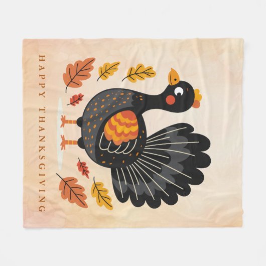 Schattigee Turkije Happy Thanksgiving Fleece Deken (Voorkant (Horizontaal))
