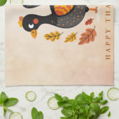 Schattigee Turkije Happy Thanksgiving keukenhanddo Theedoek (Gevouwen)