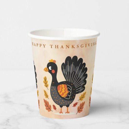 Schattigee Turkije Happy Thanksgiving Paper Cups Papieren Bekers (Links)