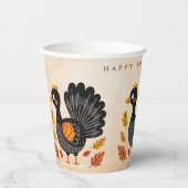 Schattigee Turkije Happy Thanksgiving Paper Cups Papieren Bekers (Voorkant)