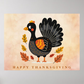 Schattigee Turkije Happy Thanksgiving Poster