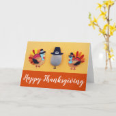 Schattigee Turkije Pelgrim Craft Thanksgiving Kaar Kaart (Gele Bloem)