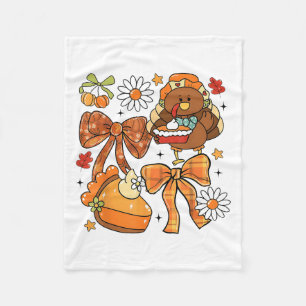 Schattigee Turkije Pie Coquette Bow Thanksgiving H Fleece Deken