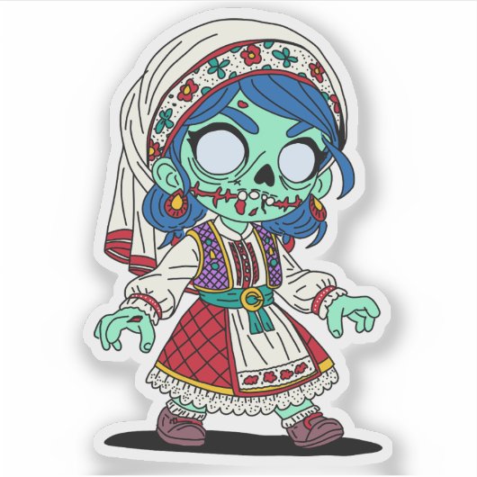 Schattigee turkse zombie sticker (Voorkant)