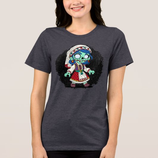 Schattigee turkse zombie Tri-Blend shirt (Voorkant)