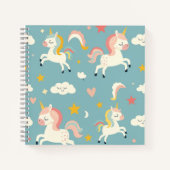 Schattigee Turqoise Eenhoorn voor Kinderen Notitieboek (Voorkant)