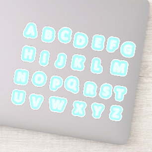 Schattigee Turquoise alfabet Stickers