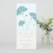Schattigee Turquoise Bloemen Bewaar de Datum Kaart (Staand voorkant)