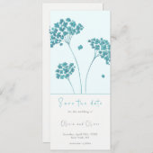 Schattigee Turquoise Bloemen Bewaar de Datum Kaart (Voorkant / Achterkant)