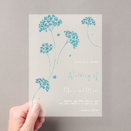 Schattigee turquoise bloemen bruiloft acryl uitnodigingen