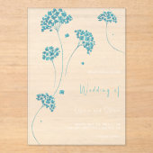 Schattigee turquoise bloemen bruiloft acryl uitnodigingen (Voorkant)