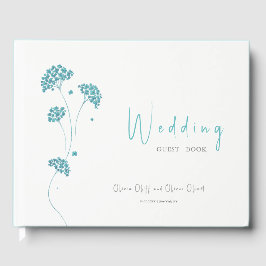 Schattigee turquoise bloemen bruiloft gastenboek