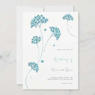 Schattigee turquoise bloemen bruiloft uitnodiging