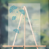 Schattigee turquoise bloemen bruiloft welkom acryl bord (Neutraal)
