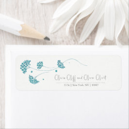 Schattigee turquoise bloemen retouradres etiket