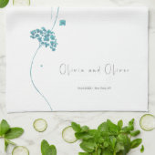 Schattigee turquoise bloemen theedoek (Gevouwen)