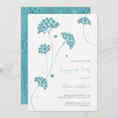 Schattigee Turquoise Bloemen Verlovingsfeestuitnod Kaart (Voorkant / Achterkant)