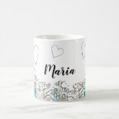 Schattigee Turquoise Blue Boho Floral Art Koffiemok (Center)