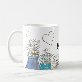 Schattigee Turquoise Blue Boho Floral Art Koffiemok