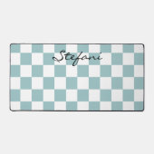 Schattigee Turquoise Checkers Patroonnaam Bureaumat (Voorkant)