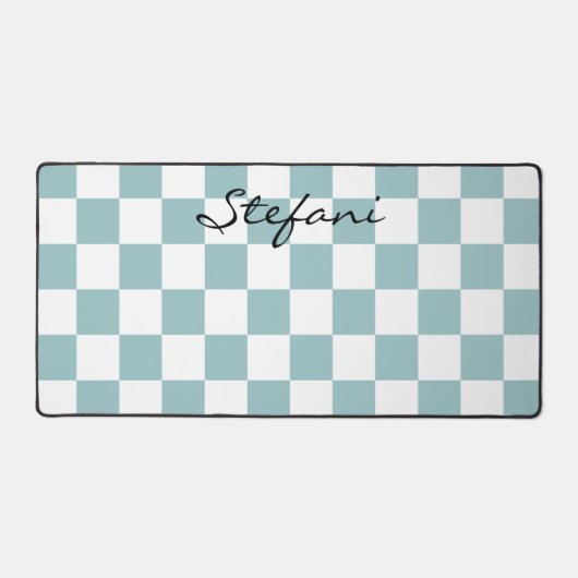 Schattigee Turquoise Checkers Patroonnaam Bureaumat (Voorkant)