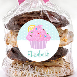 Schattigee turquoise cupcake lieve moderne naam sc ronde sticker