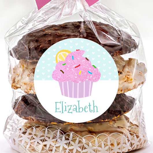 Schattigee turquoise cupcake lieve moderne naam sc ronde sticker