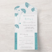 Schattigee turquoise flow bruiloft alles in één ui all in one uitnodiging (Binnen)