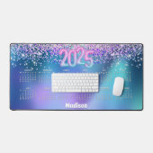 Schattigee turquoise glitter monogram 2025 kalende bureaumat (Keyboard & Muis)