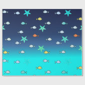 Schattigee Turquoise Groene Blauwe Zeester Vis Cadeaupapier (Vlak)