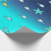 Schattigee Turquoise Groene Blauwe Zeester Vis Cadeaupapier (Hoek)