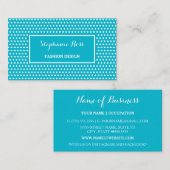 Schattigee Turquoise Polka Dot Girly Mode Designer Visitekaartje (Voorkant / Achterkant)