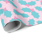 Schattigee Turquoise & Roze Kerst Mistletoe Naadlo Cadeaupapier (Rol Hoek)