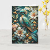 Schattigee turquoise vogel kaart (Gele Bloem)