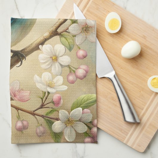 Schattigee turquoise vogel theedoek (Quarter Fold)