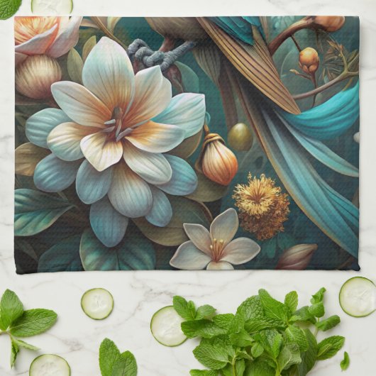 Schattigee turquoise vogel theedoek (Gevouwen)