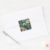 Schattigee turquoise vogel vierkante sticker (Envelop)
