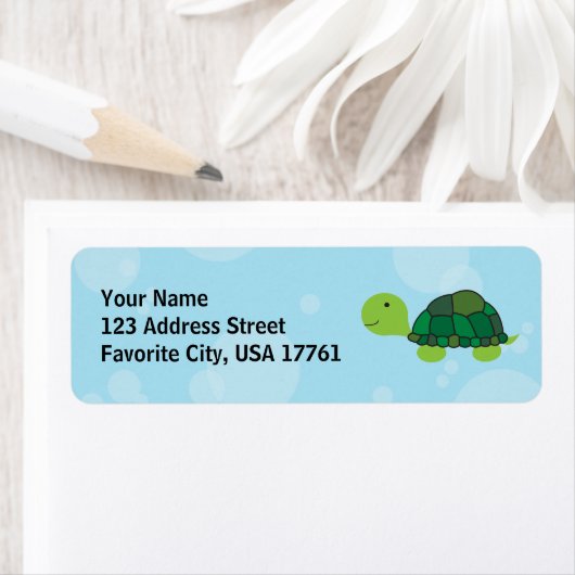 Schattigee Turtle Adresetiketten Etiket (Insitu)