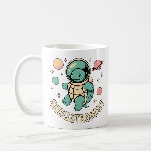 Schattigee Turtle Astronaut Space Art Koffiemok (Links)