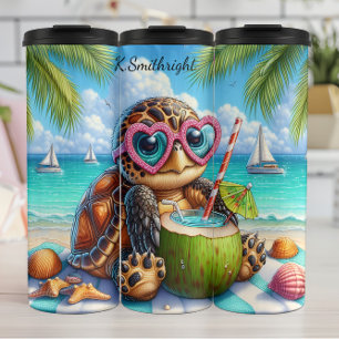 Schattigee Turtle Beach vakantie Drink Thermosbeker