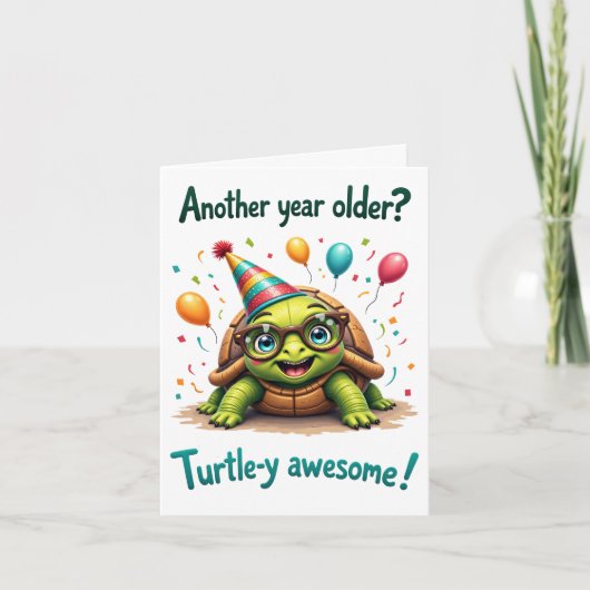 Schattigee Turtle Birthday Kaart - "Turtle-y Gewel (Voorkant)