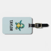 Schattigee Turtle gepersonaliseerde kleurrijke tas Bagagelabel (Voorkant horizontaal)