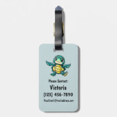 Schattigee Turtle gepersonaliseerde kleurrijke tas Bagagelabel (Achterkant verticaal)