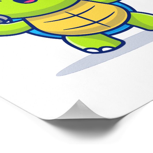Schattigee Turtle Lifting Dumbbells Cartoon Illust Poster (Hoek)