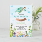 Schattigee Turtle Party Thema uitnodiging (Staand voorkant)