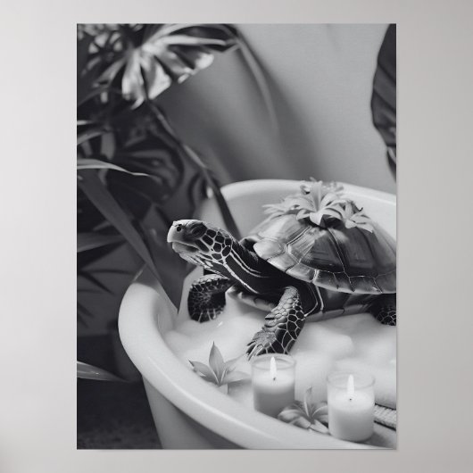 Schattigee Turtle Spa dag, leuke badkamer kunst, c Poster (Voorkant)