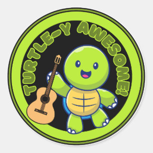 Schattigee Turtle Stickers gitaarspeler Geweldige