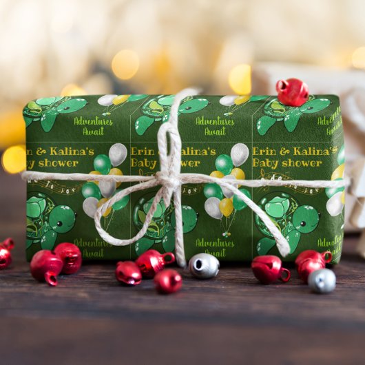 Schattigee Turtle Tricolor Baby shower Gepersonali Cadeaupapier