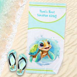 Schattigee Turtle Zomer Vakantie Gepersonaliseerde Strandlaken